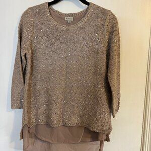 Sequined Sweater w/Mesh Underlay